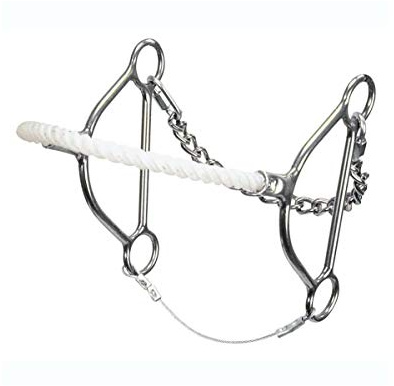 Reinsman 960 Beetle Hackamore per Cavallo - Naso in corda - Guance 15,2 cm - Stage C, Argento/Bianco