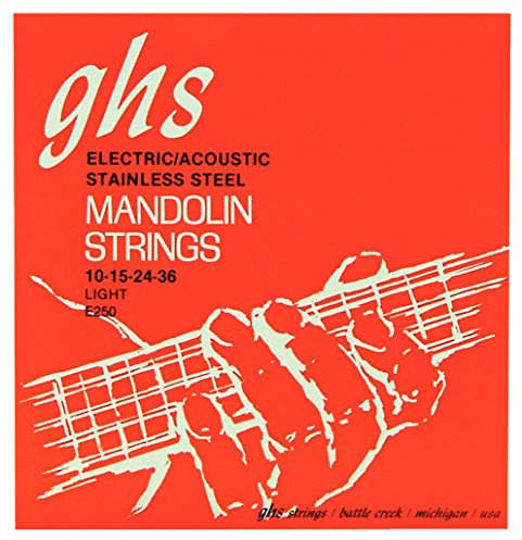 GHS Strings - Mandolin Strings (Electric Set) - Stainless Steel - Loop End - Light Gauge - 010-036 - Model: E250 SET