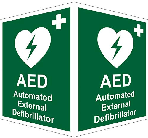 Seco AED Automated External Defibrillator On Each Face Schild, 150 mm x 200 mm – 1 mm halbstarrer Kunststoff