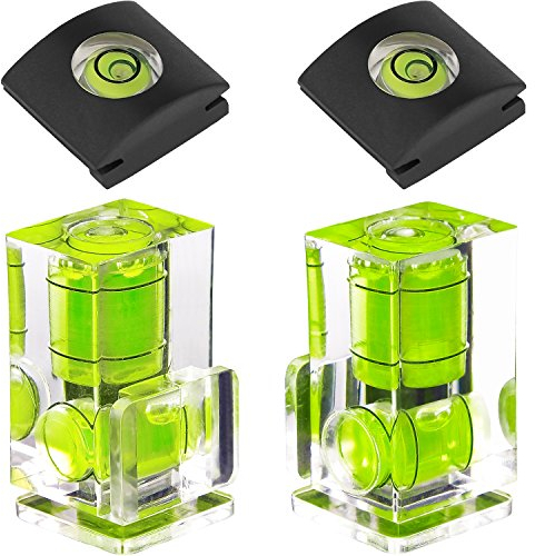 Hot Shoe Level, 4Pack ChromLives Hot Shoe Bubble Level Camera Hot Shoe Cover 2 Axis Bubble Spirit Level Compatible with DSLR Film Camera Canon Nikon Olympus,Combo Pack - 2 Axis and 1 Axis