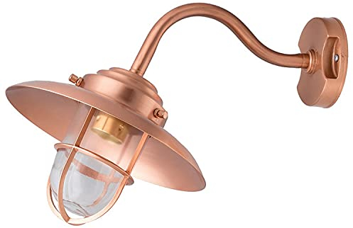 Licht-Erlebnisse Edle Außenwandleuchte in Kupfer aus Messing Glas wetterfest Maritime Lampe Außenleuchte Haustür Hof
