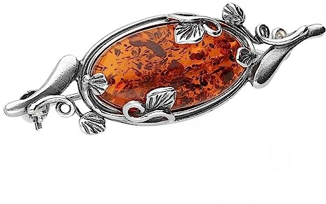 Broche en ambre de style contemporain/victorien pour femme – Argent sterling 925 – Choisissez parmi 5 styles différents, argent sterling, métal, argent, Ambre