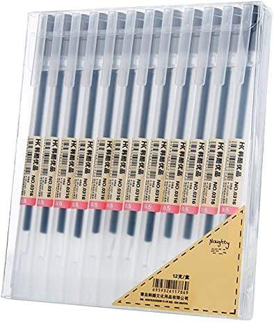 ABEIER Premium japanischer Stil Schwarz Gelschreiber，12er-pack,0，5 mm Stiftspitze, für Journaling, Doodling, Zeichnungen, Notizen
