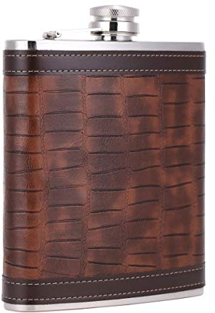 TANEAXON Flasque à Whisky en Acier Inoxydable Grande Capacité avec Motif Crocodile Marron 530 ml