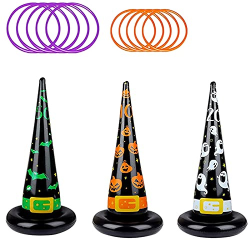 Cappelli Strega Gonfiabili con Anelli (3 Streghe, 10 Anelli),Giocattoli Gonfiabili Giocattolo Piscina,Le Feste Estive,Divertimento Acqua per Bambini e Adulti,Giochi di Famiglia