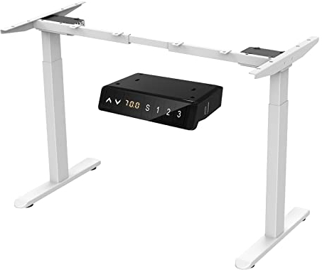 AIMEZO Elektrisch Höhenverstellbarer Schreibtisch Dualer Motoren, Höhenverstellbar Tischgestell mit USB-Buchse, 2-Fach Elektrisch Schreibtisch mit Memory Funktion Anti-Kollisionssystem, Weiß