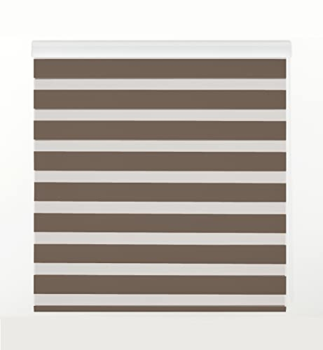 Estoralis | Sansa | Doppelrollo mit Weiss Kassette | Doppelter Stoff, Tag und Nacht | Farbe - Hellbraun | 170 x 180 cm. (Breite/Höhe) Stoffgröße 167 x 175 cm. | Rollos für Fenster und Türen