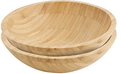 BIOZOYG Bambusschale rund Ø 19,5cm für kalte und warme Speisen I Suppenschüssel I nachhaltiges Serviergeschirr Pasta-Schale I Buddha-Bowl-Schüssel I Partygeschirr I große Müslischale 660ml I 2er Set