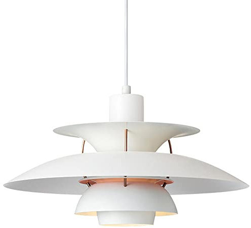 Serin-Eletro LED Pendelleuchte Modern Nordic-Stil Hängeleuchte Weiß Rosa Unterseite Aluminium Kronleuchter Höhenverstellbar Pendellampe Esszimmer Esstisch Galerie Wohnzimmer Hängelampe E27,φ50CM