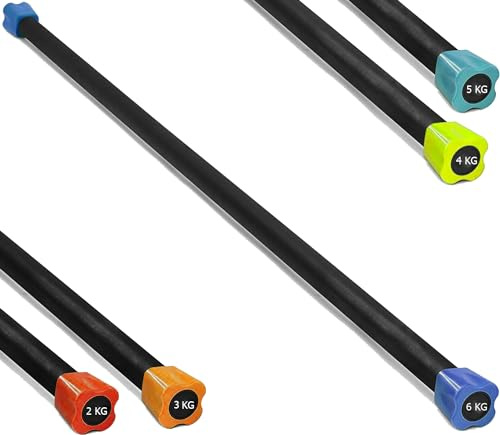 G5 HT SPORT Body Bar Profesional Barra con Peso de 2 a 6 kg Barra para Entrenamiento Aerobico, Yoga, Pilates | Home Gym y Gimnasio (6 kg (Azul))