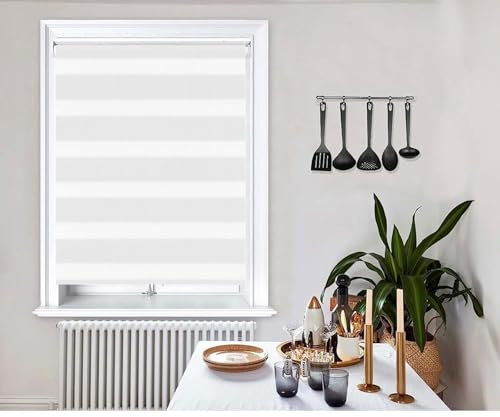 Verdunklungsrollo Klemmfix 40 x 200 cm Sichtschutz Sonnenschutz Verdunkelungsjalousien inkl. Montagematerial für Fenster und Tür, Weiß