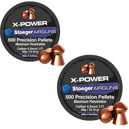 ECOMMUR Confezione di Pallini Stoeger X-Power (4,5 mm) | 500 unità per Scatola. 0,66 g per pallino. Confezione da 2 scatole