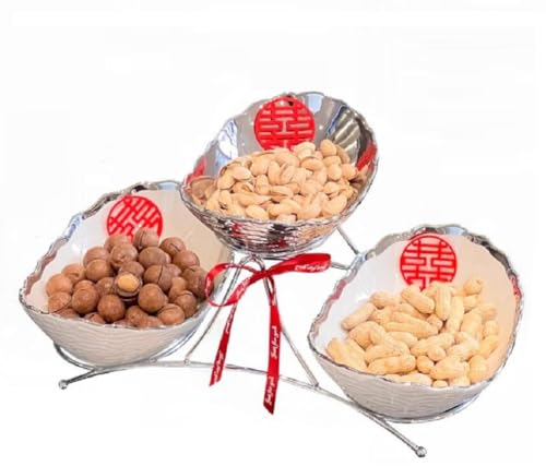 JUNYFFF Frutero 3 Pisos, Fruteros De Cocina Modernos, Frutero De Cerámica Cesta De Frutas De 3 Niveles con Soporte Metálico para Decoración De Cocina, Verduras, Frutas, Aperitivo