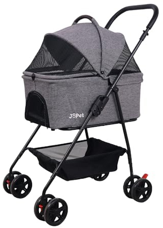Hundebuggy, Pet Buggy, Hundebuggy, Katzen, faltbarer Wagen, abnehmbarer Korb, hundebuggy kleine hunde, leicht (grau)