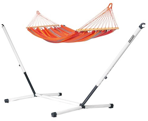 LA SIESTA® Alisio Hängematte mit Stab & Stahlgestell, Wetterfeste Hängematte mit Gestell, Hängematte Outdoor Indoor, Hängematte mit Ständer für Balkon Terrasse Garten - Einzel Hängematten, Toucan