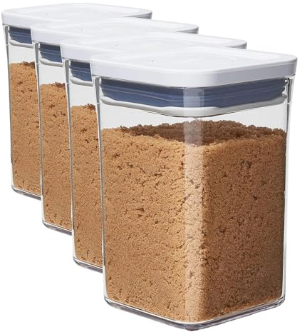 OXO Good Grips POP Container - Small Square Short 1 Litre, White (Pack of 4)