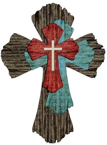 Gwezmxs Vintage Jesus Wandkreuz aus Holz, Kruzifix zum Aufhängen, Christliche Dekoration, 20x30cm