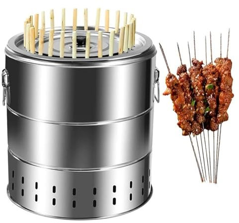 Barbecue portatile a carbonella senza fumo, in acciaio inox, per esterni e interni, per barbecue e campeggio