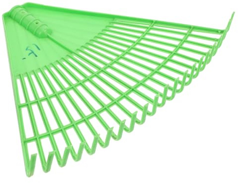 Mikikit Rastrillo De Jardín De Plástico Resistente para Césped y Hojas, 21 Dientes, Herramienta Manual para Exterior, Uso En Jardinería y Limpieza De Hojas, Color Verde, 1 Unidad