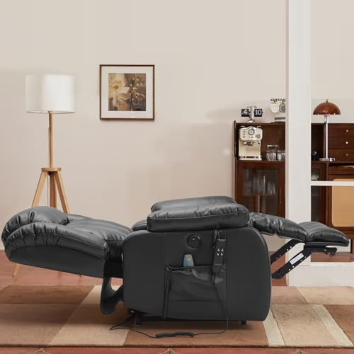 DUANDUAN 2 Motoren Elektrischer stufenlos verstellbar Relaxsessel | mit 180° Liegefunktion, Sessel mit Schlaffunktion, Seniorensessel mit Aufstehhilfe, Massagesessel mit Vibration & Heizung