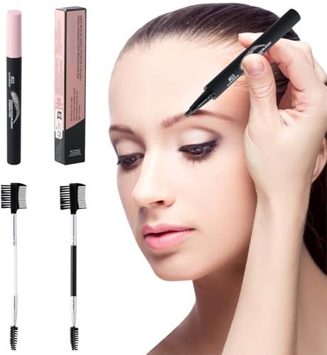 Lapiz Cejas Líquido Waterproof, Perfilador de Cejas Microramificado, Punta Ultrafina para Relleno y Perfilado, Creando un Look de Maquillaje Natural, Duradero Todo el Día, Slate Brown