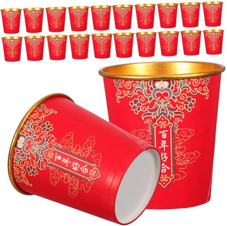 Yardenfun Lot De 100 Gobelets À Eau En Feuille D'Or Pour Mariage Gobelets De Mariage Chinois Personnalisés