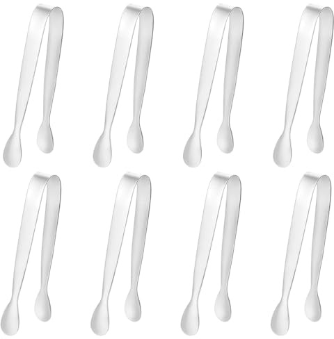 8 Pcs Mini Tongs, Small Tongs for Food, Sweet Tong for Pick Mix, Stainless Steel Sugar Tong, Ice Tongs, Sugar Cube Tong, for Party Coffee Tea Bar Kitchen