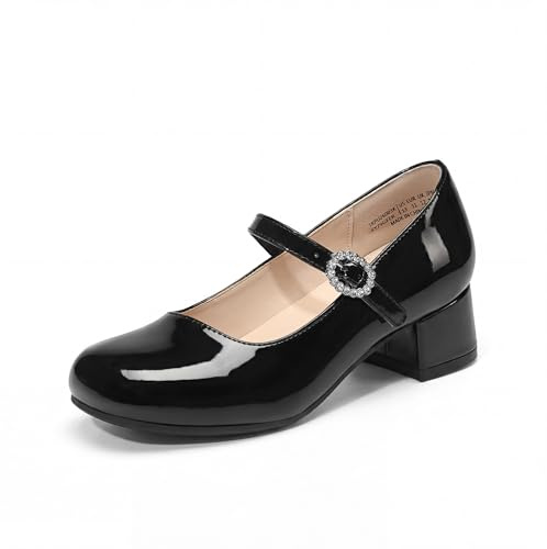 DREAM PAIRS Scarpe Eleganti da Bambina, Tacchi Bambina, Mary Jane Bambina con Tacco Basso per Cerimonie, Feste e Balli,Size 33.5,Nero,SKPU26003K