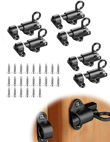 Lot de 6 Automatique Verrou Porte à Rebond de Sécurité Loquet Porte Boulons à Ressort Serrure Porte Métal Loquet à Ressort Loquet de Porte pour Portes D'armoire Cages pour Animaux (Noir)