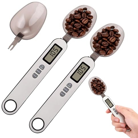 Digital Measuring Spoon Scale - Electronic Weighing Spoon with LCD Screen, 5 Measurement Units (G/ML/Cup), Electronic Measuring Spoon for Cooking Baking Pet Food (B - 2pcs)