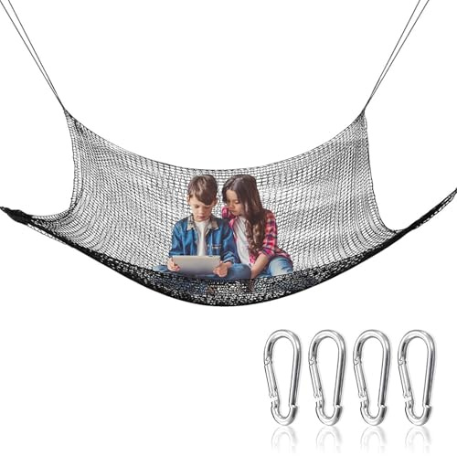 Filet de chargement pour patio de loisirs : corde d'escalade robuste à double couche, filet de sécurité anti-chute avec 4 crochets renforcés | Équipement extérieur durable pour la cour arrière du