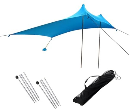 Milageto Parasol de Plage Universel pour Tente de Sable, avec 2 poteaux de stabilité, idéal pour la pêche, Le Camping et Toute la Famille, Bleu