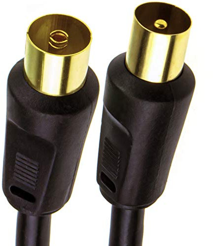 kenable RF Coaxial TV Aerial Lead Coax Plug to Socket Black RG59 Cable GOLD 1m [1 metres]
