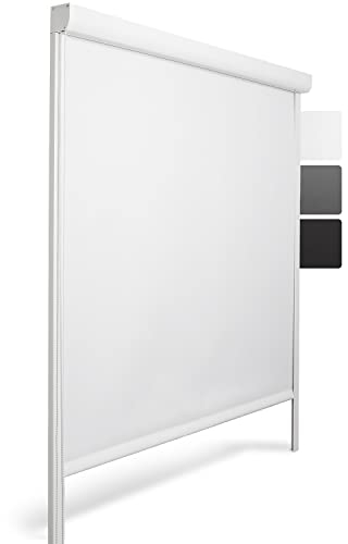 Sol Royal Kassettenrollo mit Führungsschiene SolReflect K24 90x175 cm Weiß - Blackout Thermorollo seitliche Führungsschienen - Befestigung ohne Bohren - Verdunkelungsrollo 90cm breit