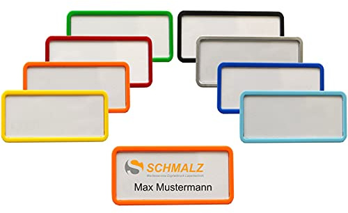 10 Stück Kunststoff Namensschilder 75x37mm versch.Farben ABS-Kunststoff Nadel und Magnet (rot)