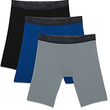 Fruit of the Loom Men's Breathable Underwear, Long Leg Boxer Brief - Micro Mesh 3 Pack, M UK