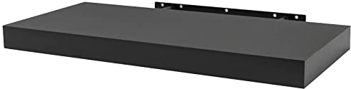 WOLTU Mensola da Muro Rettangolare Scaffale Libreria a Parete Decorazione per Cameretta Ufficio Porta CD/Dvd in Legno Nero 80cm RG9318sz