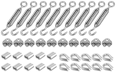 Aexit Wire Rope Aluminum Sleeve Clip Thimble M4 Thread Hook Eye Turnbuckle Hardware Kit 10Sets (bdc2fc5d93edee4c4016fb43db0ca263)