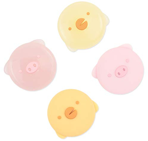 GeekShare 4PCS Cappucci per Impugnatura per Pollice a Tema Animali Simpatici, Cover per Joystick in Silicone Morbido Compatibile con Nintendo Switch/OLED/Switch Lite- Maiale e Pollo