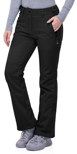 33,000ft Women's Softshell Snow Pants Waterproof Warm Ski pants Insulated Ripstop Snowboard Winter Pants Black