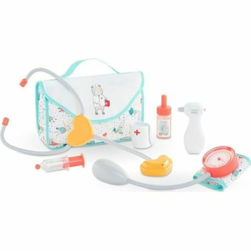 Corolle- Set Cuidados Médicos para Muñecos de 36 a 42cm, Incluye 7 Accesorios- Estetoscopio, inyección, tensiómetro de presión Arterial, Adecuado a Partir de 2 años