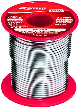 Lötkolben Set - Lötlampe - Dachrinnen Lötset - Schweißbrenner - Lötzubehör - Lötzinn für Verschiedene Einsatzbereiche - 96 5% Zinn - 3 5% Ag (bleifrei) - Ø 2 mm - Flussmittel - EXPRESS