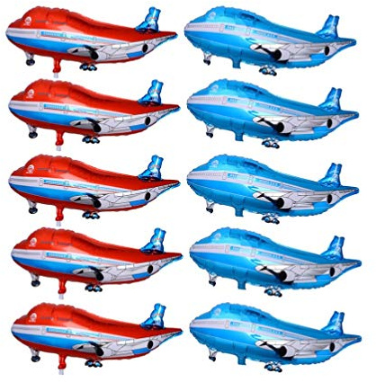 NUOBESTY 10pcs Foil Airplane Balloons Mylar Balloons Plane Theme Birthday Decorations for Birthday Baby Shower Wedding Party Decoration