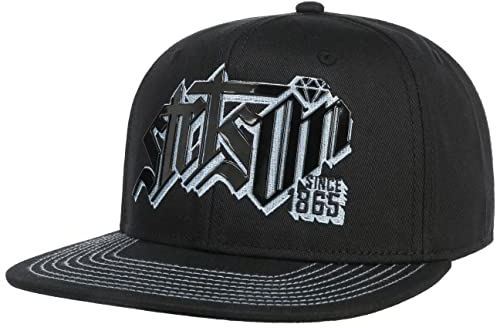 Stetson Diamond Snapback Cap - Flat Brim - Baumwollcap mit Verstellbarer Größe - Herren - Alle Saisons schwarz One Size