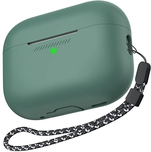 AhaStyle Silikon Hülle für Airpods Pro 2 (2023/2022/2019) Ganzkörper Cover Skin für AirPods Pro 2nd/1st Generation (USB-C/Lightning-Kabel) mit Handschlaufe