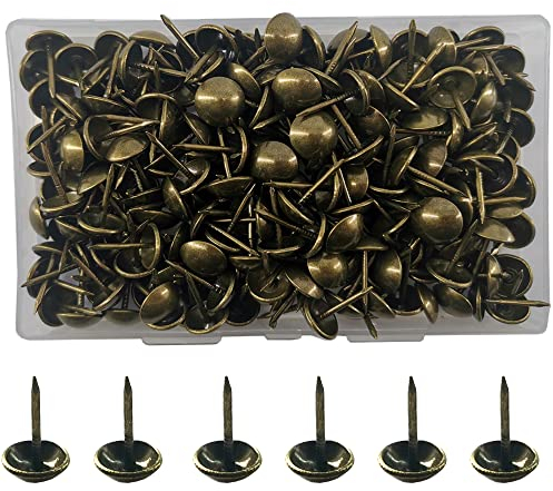 Yosawo 200 Stück Polsternägel Rundkopfnägel Thumbtacks Kopfnägel Möbel Nägel Vintage für Sessel, Möbel, Bett, Dekornagel (Bronze)