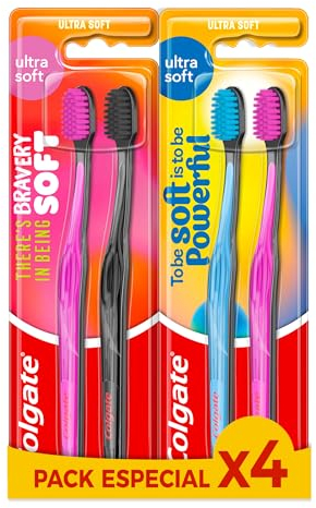 Colgate Spazzolino da denti ultra morbido in edizione limitata, spazzolino manuale, setole ultra morbide da 0,1 mm, delicato sulle gengive, ciuffi ad alta densità, rimuove la placca, protegge dalle