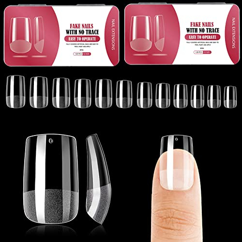 Usmlicer 240 Pièces Ongles Artificiels, 12 Tailles, Capsule Américaine, Carré Court, Plastique, FALSE NAIL, Ongle, 1 Set, 240 Pièces, 1 Boîte