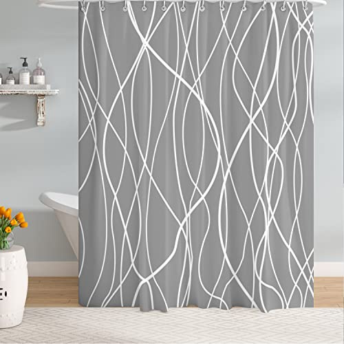 M&W DAS DESIGN Duschvorhang Shower Curtain Badewannenvorhang Badevorhang Anti Schimmel Waschbar Faltbar Schwer duschvorhang 180x200 100% Wasserdicht Polyester Stoff