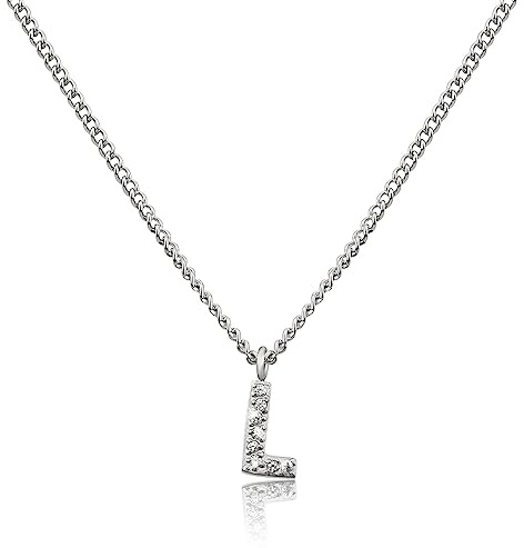 GD GOOD.designs EST. 2015 Chaîne avec lettres argent pour femmes I Collier à pendentifs initiaux doux pour la peau I Chaîne avec lettres en acier inoxydable argenté (L)
